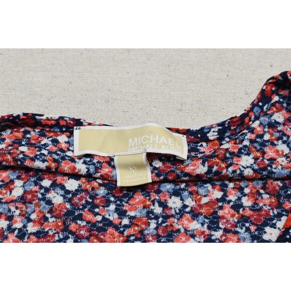 Michael Kors Women's Blouse Floral V-Neck Smocked Hem Top Regular Size M - Picture 8 of 8